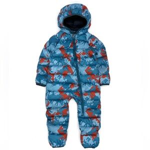 VGUC L.L. Bean Baby Boys Ultralight 650 Down Bunting in Blue Animal Camo 12-18M